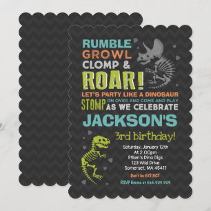 Dinosaur Birthday Invitation Dinosaur Fossil Party