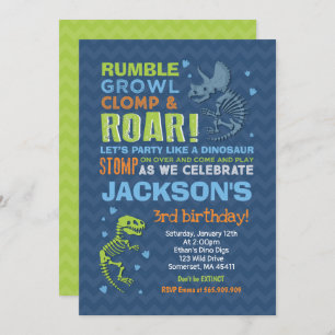 Dinosaur Birthday Invitation Dinosaur Fossil Party