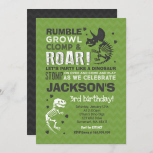 Dinosaur Birthday Invitation Dinosaur Fossil Party