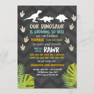Dinosaur birthday invitation Dinosaur Party Chalk