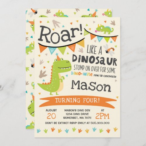 Dinosaur Birthday Invitation Dinosaur Roar Party