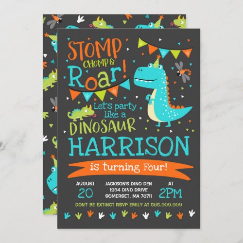 Dinosaur Birthday Invitation Dinosaur Roar Party