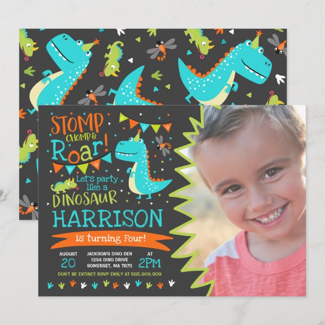 Dinosaur Birthday Invitation Dinosaur Roar Party (Front/Back)