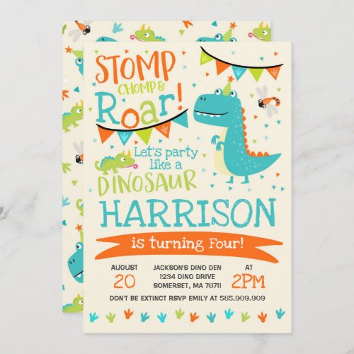 Dinosaur Birthday Invitation Dinosaur Roar Party