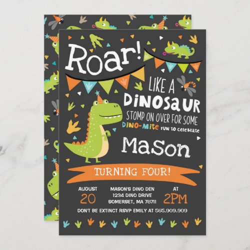 Dinosaur Birthday Invitation Dinosaur Roar Party