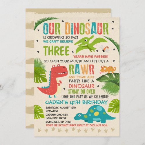 Dinosaur Birthday Invitation Dinosaur T_Rex Party