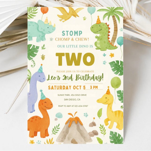 Dinosaur Birthday Invitation,EDITABLE Dinosaur 2nd Invitation (Creator Uploaded)