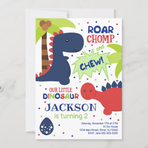 Dinosaur Birthday Invitation for a Boy