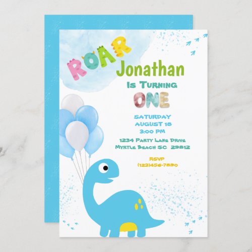 Dinosaur Birthday Invitation for a Boy