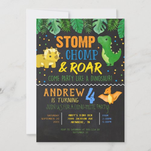 Dinosaur Birthday Invitation for Boys