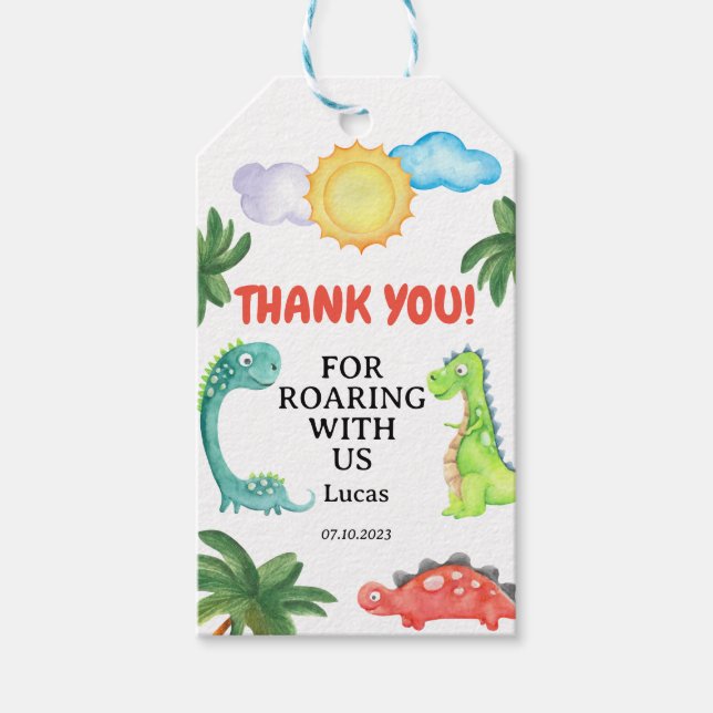 Dinosaur Birthday  Invitation Gift Tags (Front)