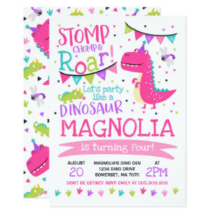 dinosaur birthday invitations zazzle birthday invitations for girl