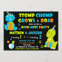 Dinosaur birthday invitation Joint birthday party