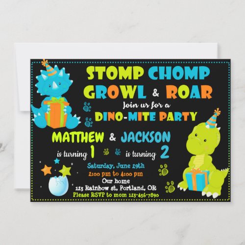 Dinosaur birthday invitation Joint birthday party