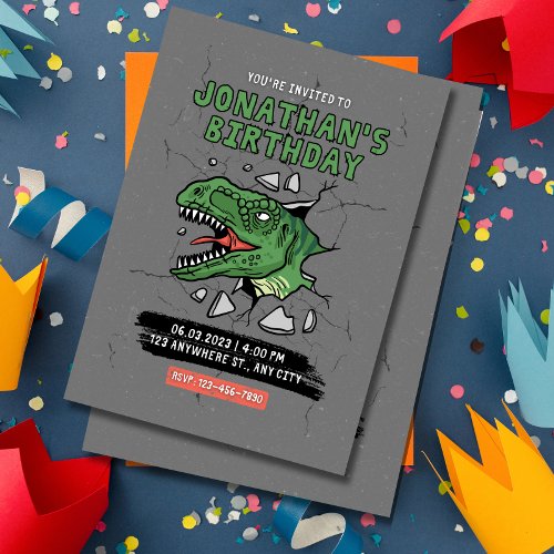 Dinosaur Birthday Invitation Kids Birthday Party 
