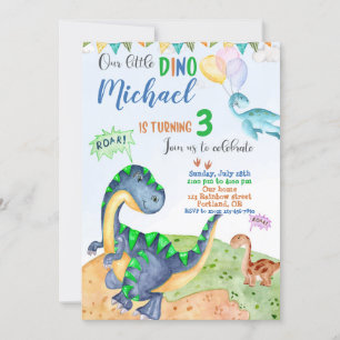 Dinosaur birthday invitation Little dino invite