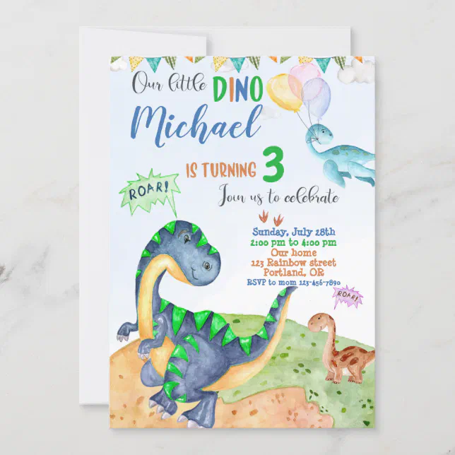 Dinosaur birthday invitation Little dino invite | Zazzle