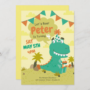 Dinosaur Birthday Invitation, Modern Dinosaur Boy  Invitation