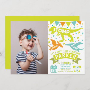 Dinosaur Birthday Invitation Modern Photo