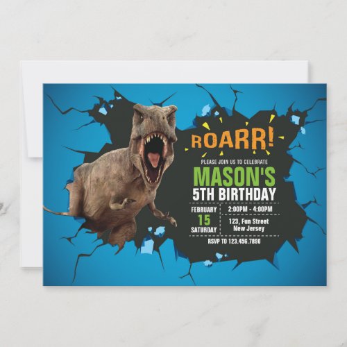 Dinosaur Birthday invitation Roar Party Invitation