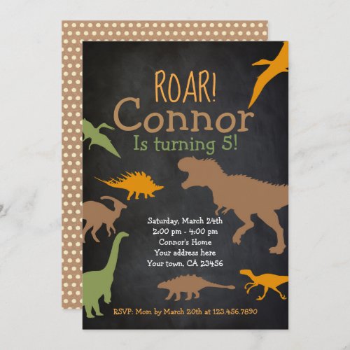 Dinosaur Birthday Invitation Roar Party Invitation