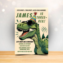Dinosaur Birthday Invitation Stomp Chomp Roar Kids