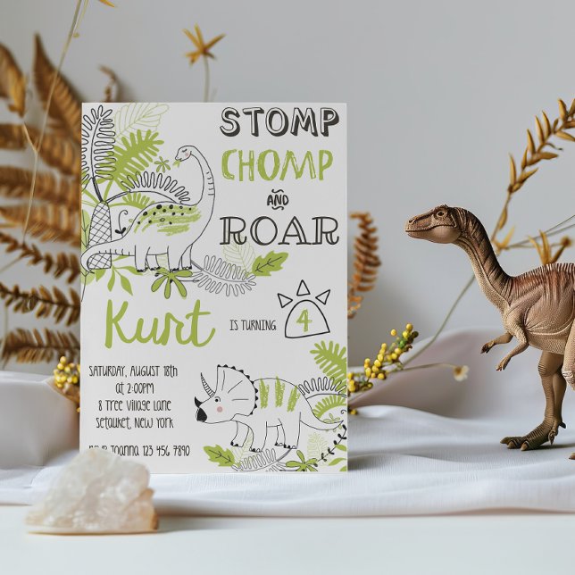 Dinosaur Birthday Invitation, Stomps Chomp Roar  Invitation (Creator Uploaded)