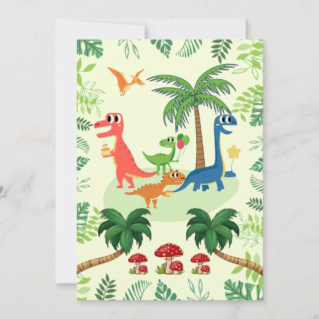 Dinosaur Birthday Invitation T REX Birthday Card (Back)