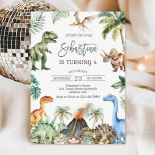 Dinosaur Birthday Invitation Template, Editable