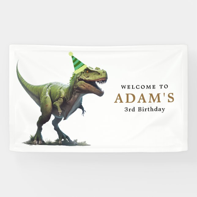 Dinosaur Birthday Invitation, Three rex Birthday Banner (Horizontal)