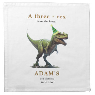 Dinosaur Birthday Invitation, Three rex Birthday Cloth Napkin