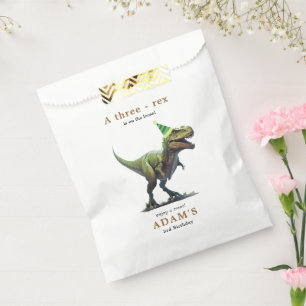 Dinosaur Birthday Invitation, Three rex Birthday Favor Bag