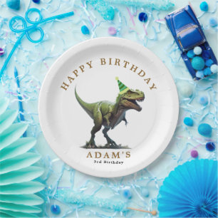 Dinosaur Birthday Invitation, Three rex Birthday Paper Plates
