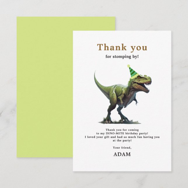 Dinosaur Birthday Invitation, Three rex Birthday Thank You Card (Front/Back)