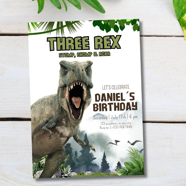 Dinosaur Birthday invitation Three Rex invitation (Creator Uploaded)