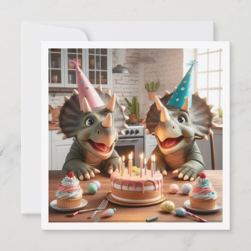 Dinosaur birthday invitation triceratops party invitation