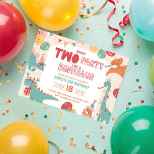 Dinosaur Birthday Invitation Two. Modern Boy Dino