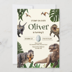 Dinosaur Birthday invitation, Wild Dinosaur Party Invitation