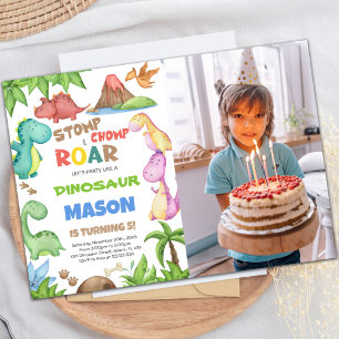 Dinosaur Birthday Invitation with Photo