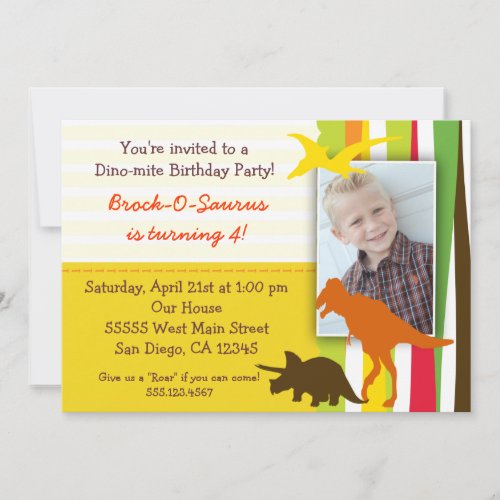 Dinosaur Birthday Invitation with Photo