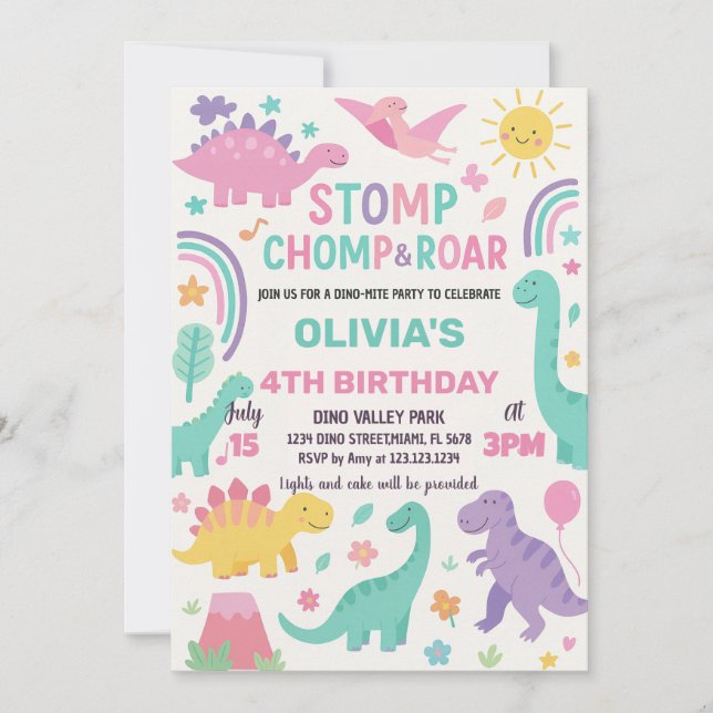 Dinosaur Birthday Invitations (Front)