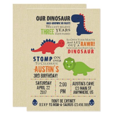 Dinosaur Birthday Invitation Zazzle Com