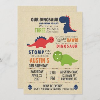 Dinosaur Birthday Invitations by PicklesAndPosies at Zazzle