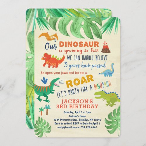 Dinosaur Birthday Invitations Boys Dinosaur Party