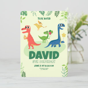 Dinosaur Birthday Invitations, T rex Wild Dino  Invitation