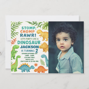 Dinosaur Birthday Invitations with photo