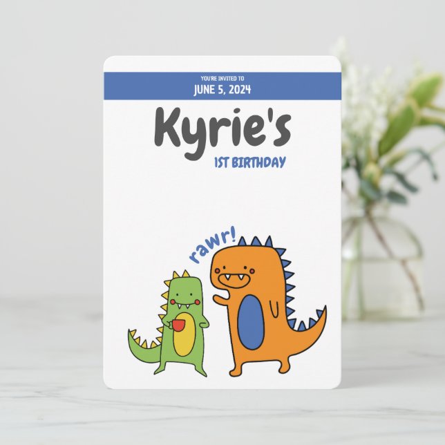 Dinosaur Birthday Invite, jurassic, trex BIRTHDAY Invitation (Standing Front)