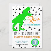 Dinosaur Birthday Kids Invitations Neon Green (Front)