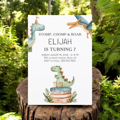 Dinosaur Birthday Kids Party Invitation