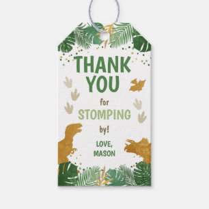 Dinosaur Birthday Labels Boy Dino Party Green Gold